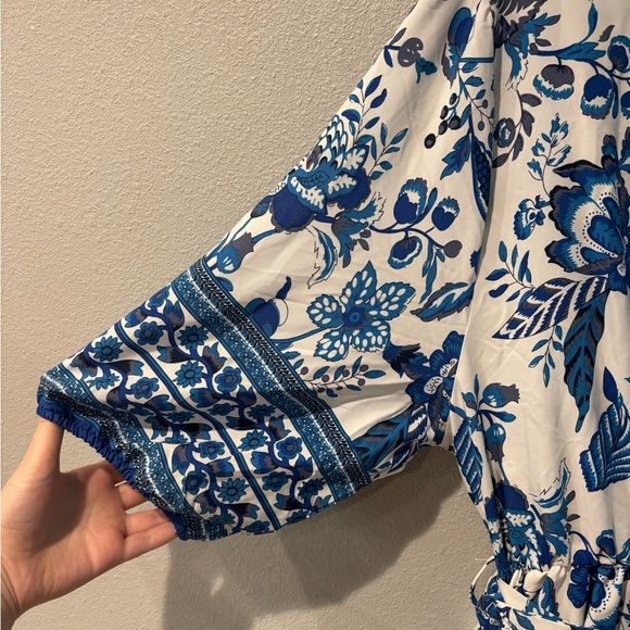 BloomChic Blue and White Patterned Maxi Dress - Picture 4 of 5